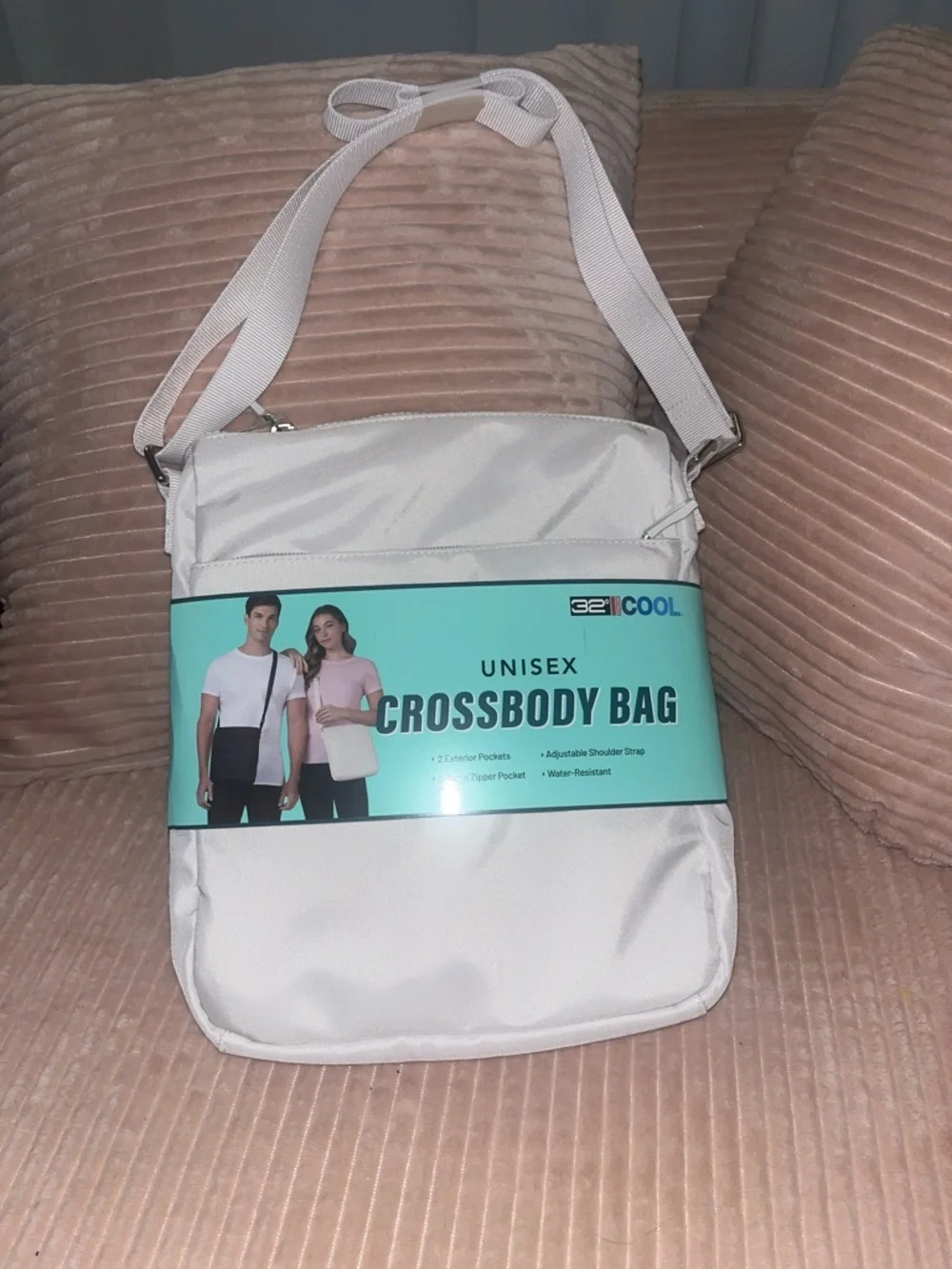 32 Degrees Unisex Crossbody Bag White and Silver
